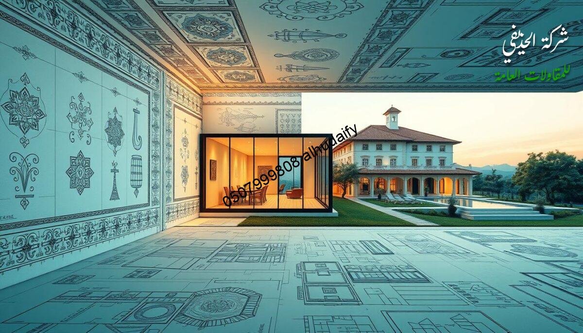 A meticulously designed architectural blueprint showcasing a harmonious fusion of traditional and contemporary elements. In the foreground, detailed sketches of intricate patterns and ornamental motifs adorn the walls, referencing the rich heritage of the region. In the middle ground, sleek glass-enclosed rooms with seamless transitions between indoor and outdoor spaces, enabled by advanced insulated sandwich panel construction. In the background, the stately silhouette of a renovated villa, its timeless charm preserved while embracing modern functionality. Warm, diffused lighting casts a soft, inviting glow, evoking a sense of timeless elegance. The overall composition conveys a balanced, thoughtful approach to heritage restoration, blending the old and the new with unparalleled craftsmanship.