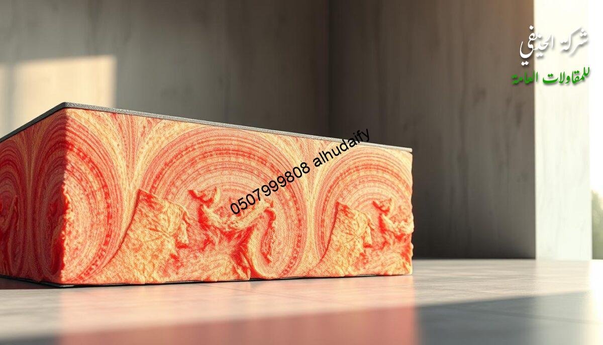 A modern, well-insulated building material composed of a lightweight core sandwiched between durable outer layers. The insulation panel showcases intricate textures and vibrant colors, radiating warmth and energy efficiency. Captured in soft, diffused lighting, the image emphasizes the panel's superior thermal properties, seamlessly blending form and function. The scene evokes a sense of tranquility, with the insulation panel taking center stage, surrounded by a minimalist, contemporary architectural setting. The overall composition conveys the quality and innovation behind this specialized building solution.