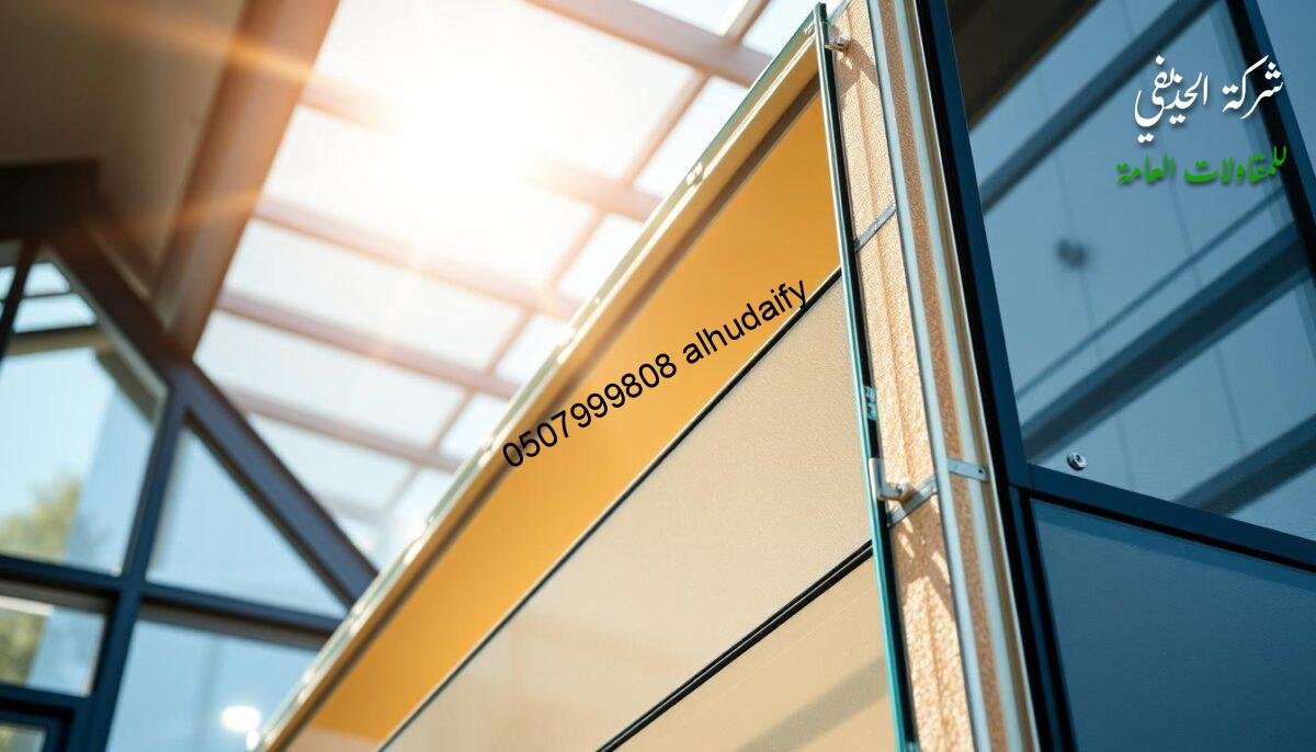 A sleek and sturdy sandwich panel, its core layered with insulating foam, encasing steel sheets in a seamless embrace. Sunlight filters through the translucent panels, casting a warm glow upon the meticulously crafted structure. The panels, engineered to withstand the elements, form a durable and energy-efficient envelope, primed for modern annexes and glass rooms. Precise joints and clean lines create a harmonious visual rhythm, showcasing the technical prowess behind this versatile building material. Capture the essence of this essential construction component, a testament to innovation and functionality.