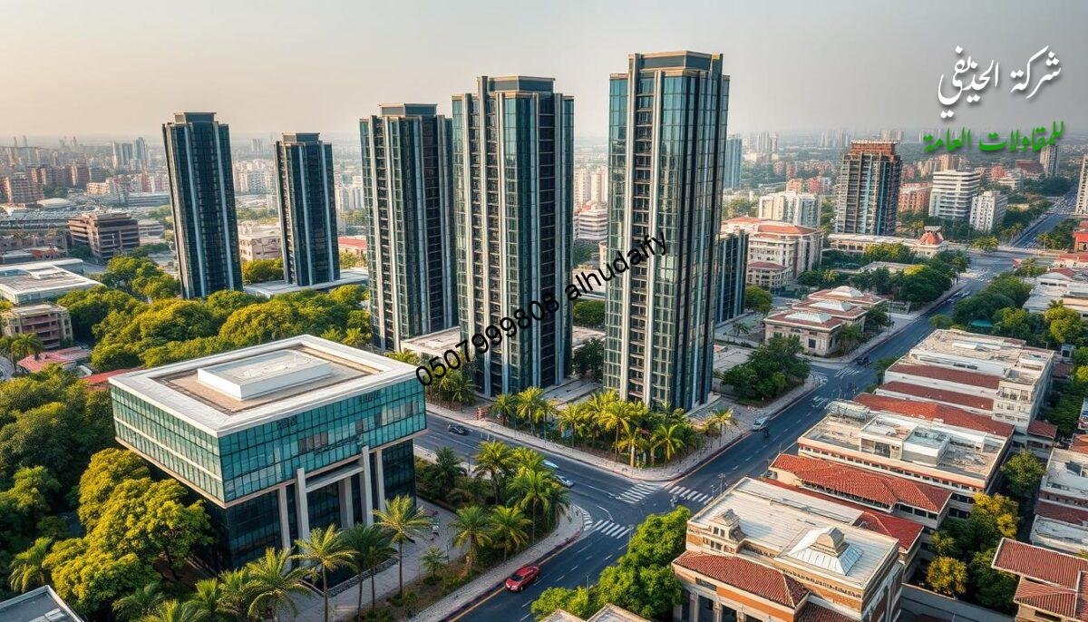 A sprawling urban landscape in the Eastern Province, characterized by a harmonious blend of contemporary and traditional architectural styles. Towering glass-enclosed structures with sleek, insulated sandwich panel walls and roofs stand tall, casting dynamic shadows across the bustling streets below. Lush green foliage and vibrant hues of the local flora complement the modern structures, creating a visually striking and well-balanced composition. Warm, diffused lighting illuminates the scene, evoking a sense of comfort and sophistication. The overall atmosphere exudes an air of progress and refinement, capturing the essence of the region's thriving construction and interior design industry.