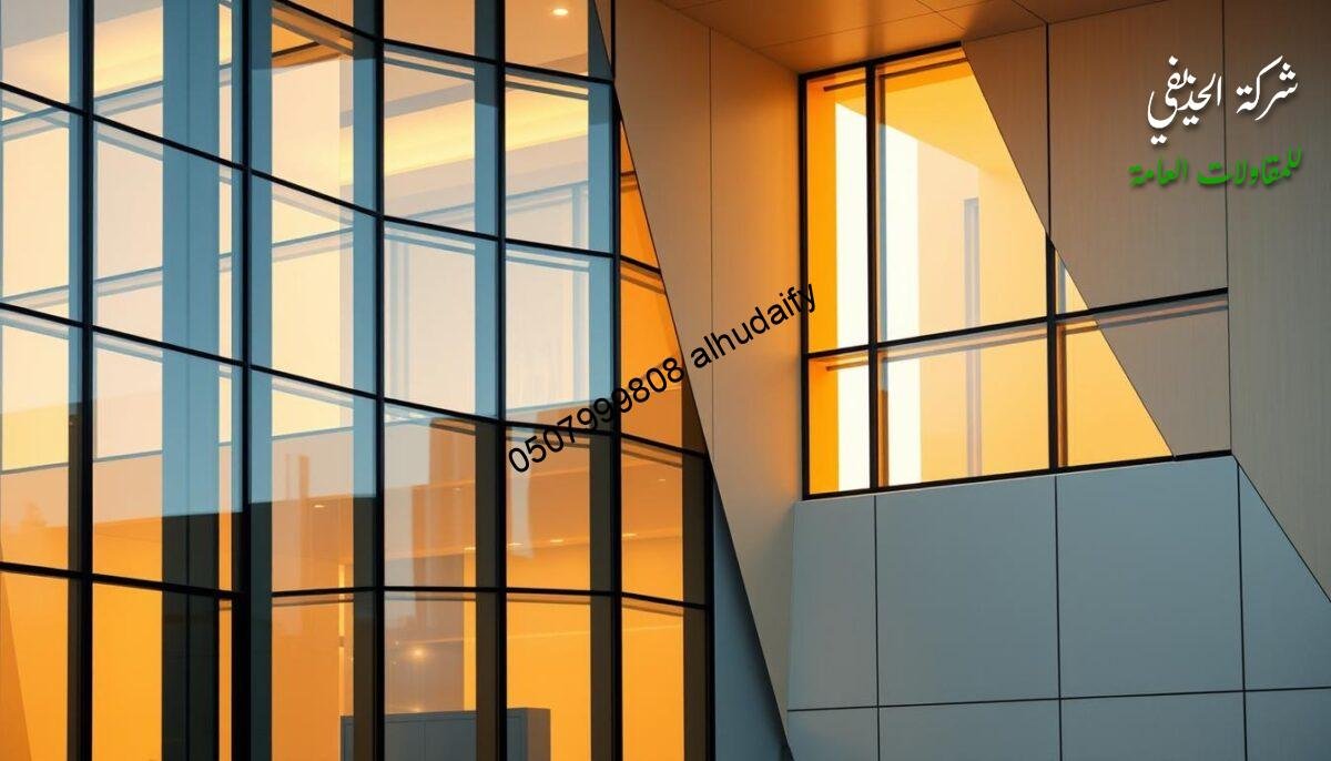 Detailed geometric design of a sophisticated modern architectural structure featuring sleek glass walls, insulated sandwich panel cladding, and a minimalist aesthetic. The building is bathed in warm, natural light from large windows, creating a bright and airy ambiance. Precise, clean lines and sharp angles define the contemporary, innovative style, while subtle textures and material contrasts add visual interest. The overall composition conveys a sense of elegance, functionality, and technical precision, reflecting the professional, high-quality construction techniques.
