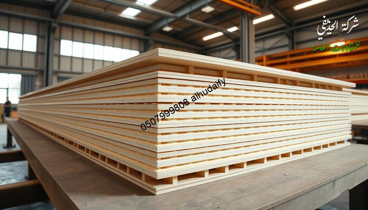 Detailed sandwich panel construction in a bright, contemporary workshop setting. Crisp, uniform panels carefully aligned and interlocked, conveying precision and strength. Subtle textures and seamless edges create a clean, streamlined aesthetic. Warm, diffused lighting emphasizes the panel's layered structure and smooth surfaces. From multiple angles, the process of assembling the sandwich panel components is meticulously showcased, capturing the technical details and methodical installation. An atmosphere of efficiency and craftsmanship pervades the scene, perfectly suited to illustrate the step-by-step execution of this building technique.