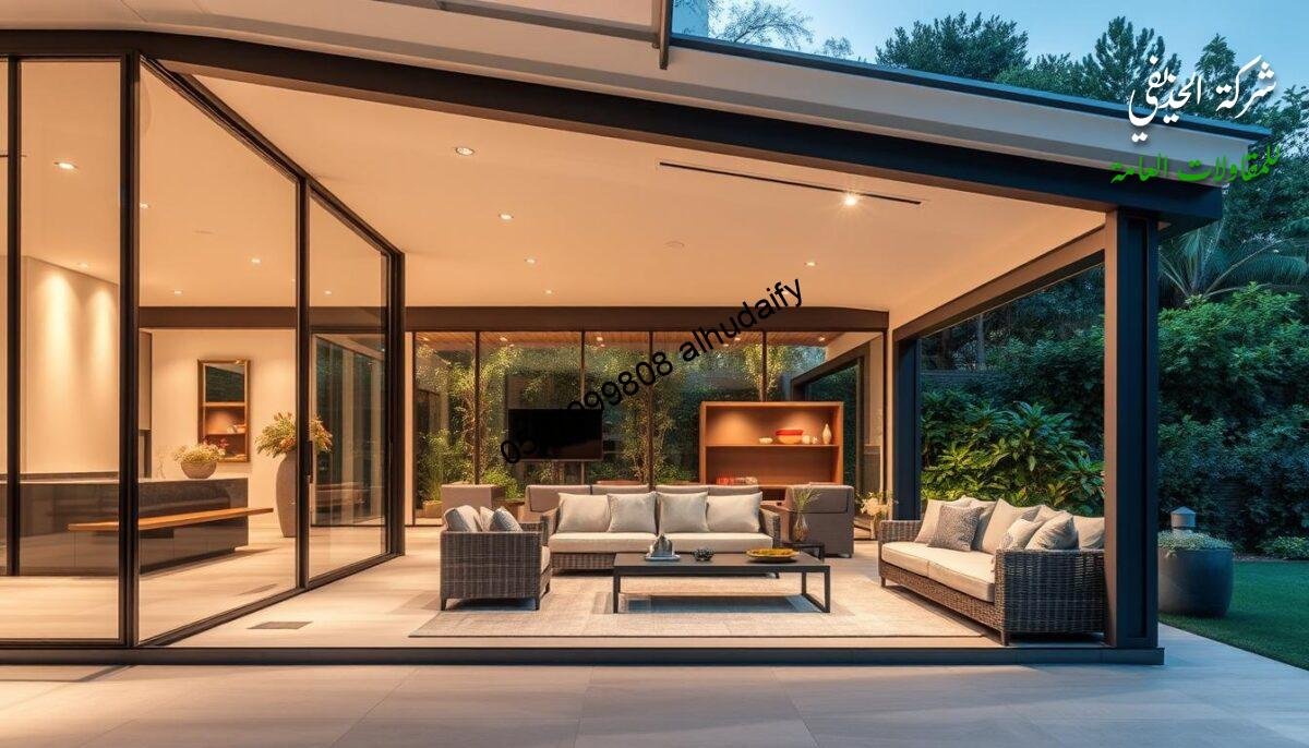 A modern glass-enclosed outdoor lounge and living space, showcasing the finest craftsmanship and quality assurance. Meticulously engineered using advanced sandwich panel walls and ceilings, ensuring optimal insulation and durability. Sleek, frameless glass panels let in ample natural light, creating a bright, airy ambiance. The space is bathed in warm, ambient lighting, highlighting the precision of the build and the seamless integration of materials. In the foreground, a comfortable seating arrangement invites relaxation, while the background features lush greenery, blending the indoors and outdoors harmoniously. The entire scene conveys a sense of luxurious, high-quality execution, reflecting the robust guarantees and quality monitoring processes behind its construction. A modern glass-enclosed outdoor lounge and living space, showcasing the finest craftsmanship and quality assurance. Meticulously engineered using advanced sandwich panel walls and ceilings, ensuring optimal insulation and durability. Sleek, frameless glass panels let in ample natural light, creating a bright, airy ambiance. The space is bathed in warm, ambient lighting, highlighting the precision of the build and the seamless integration of materials. In the foreground, a comfortable seating arrangement invites relaxation, while the background features lush greenery, blending the indoors and outdoors harmoniously. The entire scene conveys a sense of luxurious, high-quality execution, reflecting the robust guarantees and quality monitoring processes behind its construction.