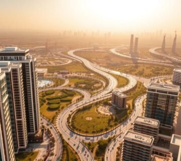 A panoramic aerial view of the Eastern Province of Saudi Arabia, showcasing the diverse landscape and infrastructure. In the foreground, modern residential and commercial buildings with sleek glass facades and insulated sandwich panel walls and roofs stand tall, reflecting the region's commitment to sustainable construction. The middle ground features a bustling cityscape, with winding roads and lush greenery interspersed between the structures. In the background, the horizon is dotted with towering skyscrapers, a testament to the region's rapid urbanization and economic growth. The scene is bathed in warm, golden light, creating a vibrant and welcoming atmosphere. The overall composition captures the dynamic and thriving nature of the Eastern Province, ready to embrace the latest building technologies and innovations.