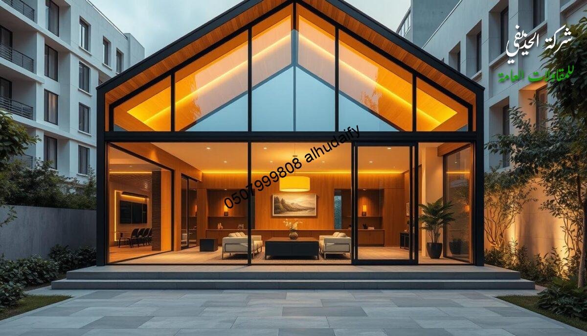 A well-constructed architectural composition showcasing a glass-enclosed structure featuring insulated sandwich panel walls and roof. The structure is situated in an urban setting, surrounded by modern buildings and lush greenery. Warm, diffused lighting illuminates the interior, creating a cozy and inviting ambiance. Crisp lines, clean shapes, and a harmonious color palette evoke a sense of quality and attention to detail. The architecture seamlessly blends functionality and aesthetics, exemplifying the principles of quality assurance in the design and construction of luxury villas. A well-constructed architectural composition showcasing a glass-enclosed structure featuring insulated sandwich panel walls and roof. The structure is situated in an urban setting, surrounded by modern buildings and lush greenery. Warm, diffused lighting illuminates the interior, creating a cozy and inviting ambiance. Crisp lines, clean shapes, and a harmonious color palette evoke a sense of quality and attention to detail. The architecture seamlessly blends functionality and aesthetics, exemplifying the principles of quality assurance in the design and construction of luxury villas.
